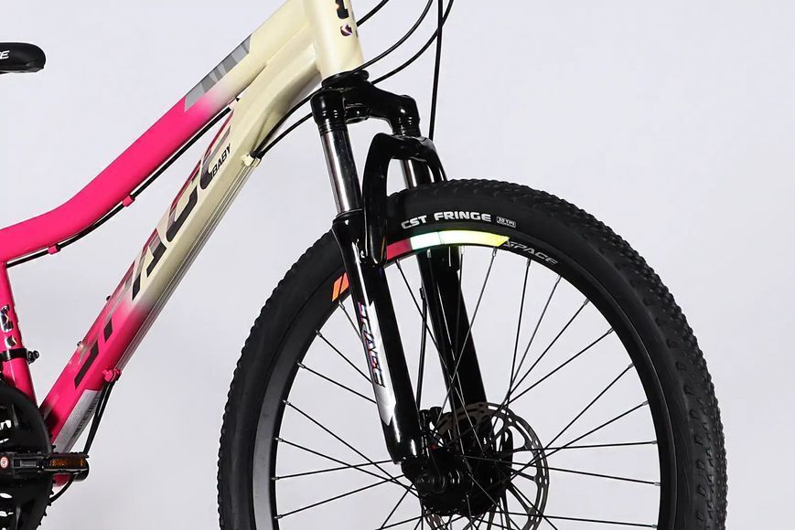 Велосипед ST 24" SPACE AURORA DD FR рама-12" біло-рожевий 2026 фото